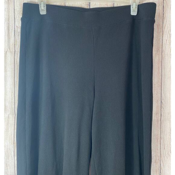 Forever 21 Womens Black Ribbed Knit Wide Leg Pants Size 3X Plus - Picture 2 of 7